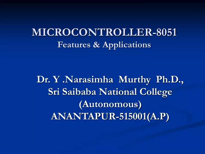 microcontroller 8051 features applications