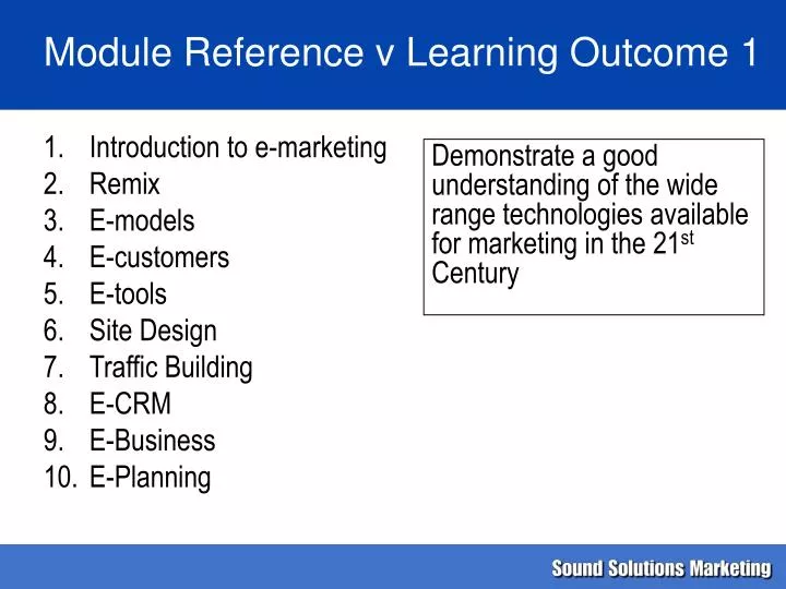 module reference v learning outcome 1