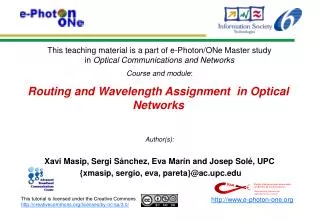 Routing and Wavelength Assignment in Optical Networks