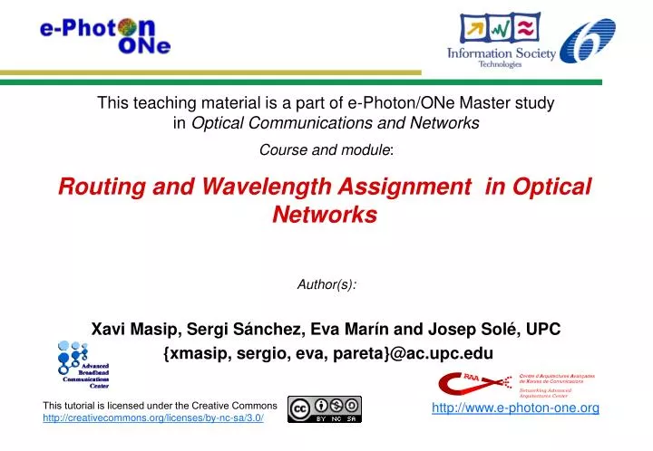 routing and wavelength assignment in optical networks