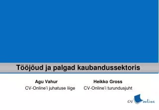 t j ud ja palgad kaubandussektoris