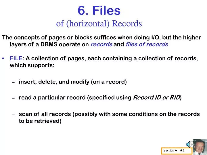 6 files of horizontal records
