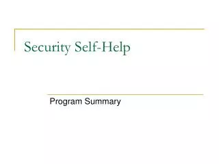 Security Self-Help