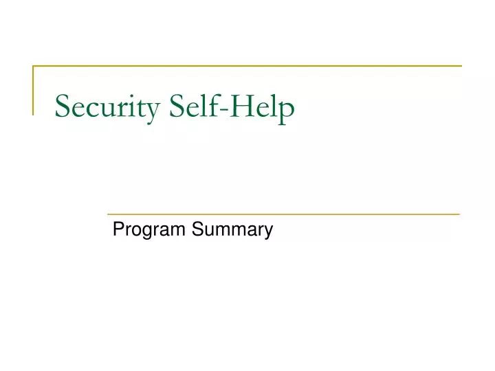 security self help