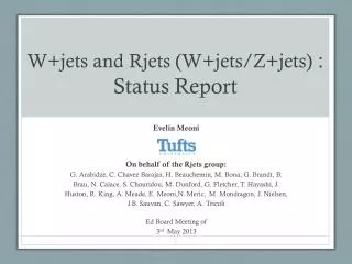 W+jets and Rjets (W+jets/Z+jets) : Status Report