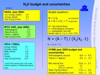 N 2 O budget and uncertainties