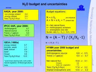n 2 o budget and uncertainties