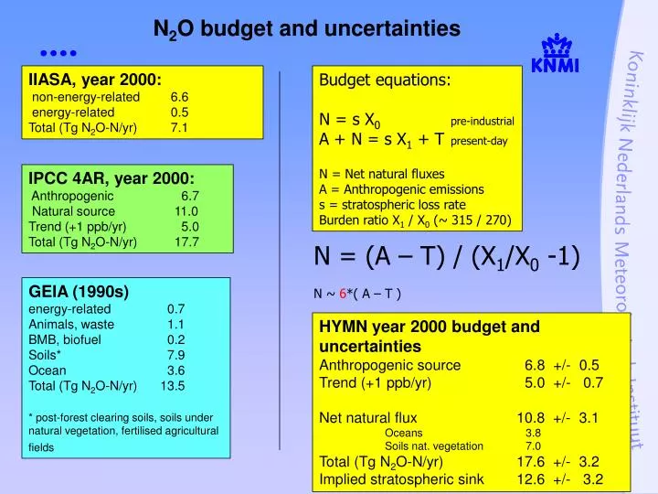 n 2 o budget and uncertainties