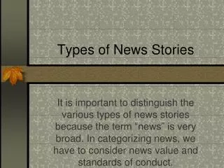 Types of News Stories