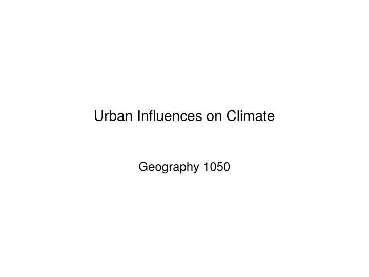 urban influences on climate