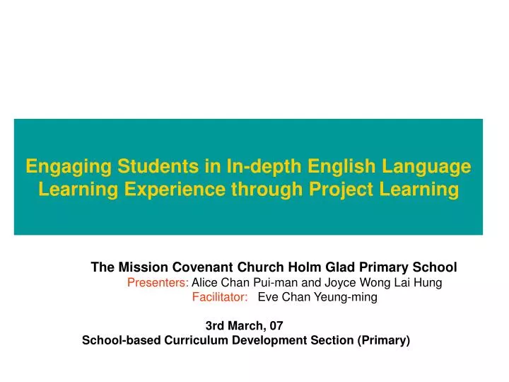 engaging students in in depth english language learning experience through project learning