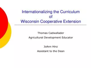 Internationalizing the Curriculum of Wisconsin Cooperative Extension