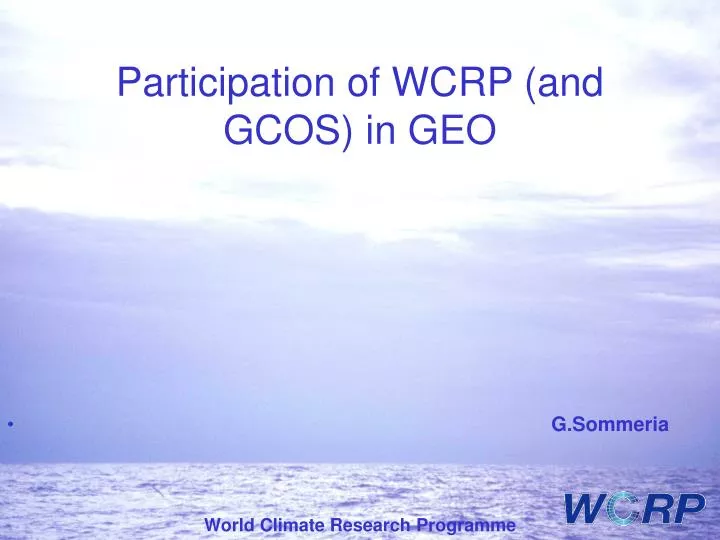 participation of wcrp and gcos in geo
