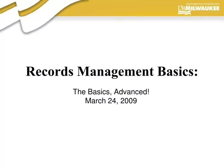 records management basics