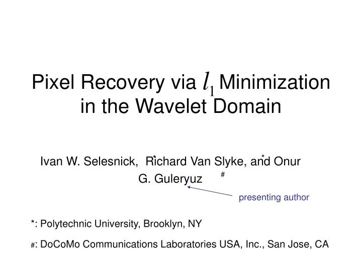 pixel recovery via minimization in the wavelet domain