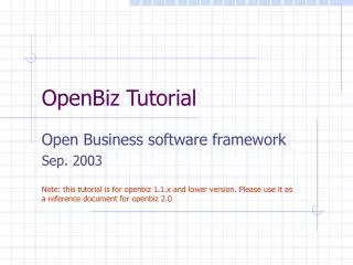 OpenBiz Tutorial