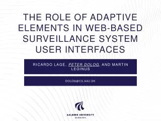 The Role of Adaptive Elements in Web-Based Surveillance System User Interfaces