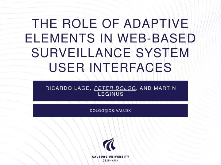 the role of adaptive elements in web based surveillance system user interfaces