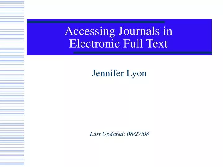 accessing journals in electronic full text