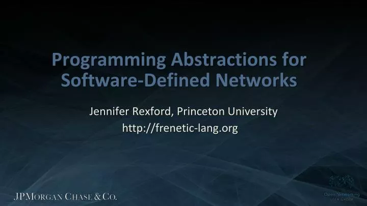 programming abstractions for software defined networks