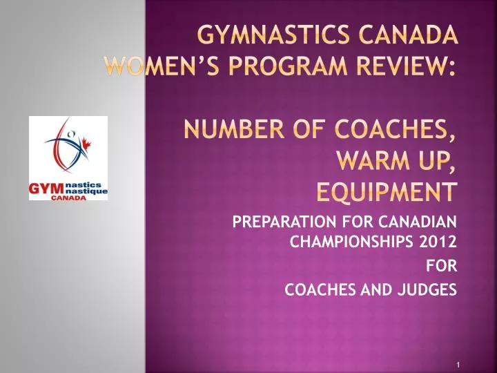 gymnastics canada women s program review number of coaches warm up equipment