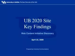 UB 2020 Site Key Findings