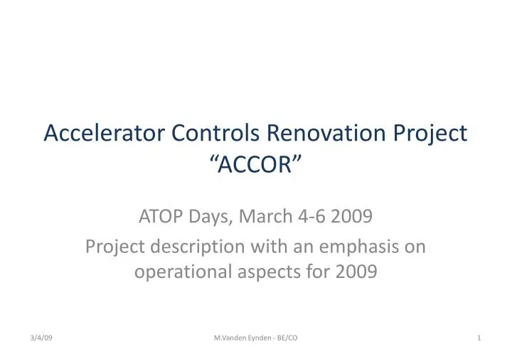 accelerator controls renovation project accor