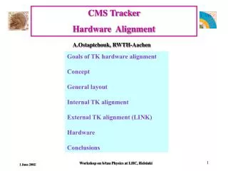 CMS Tracker Hardware Alignment