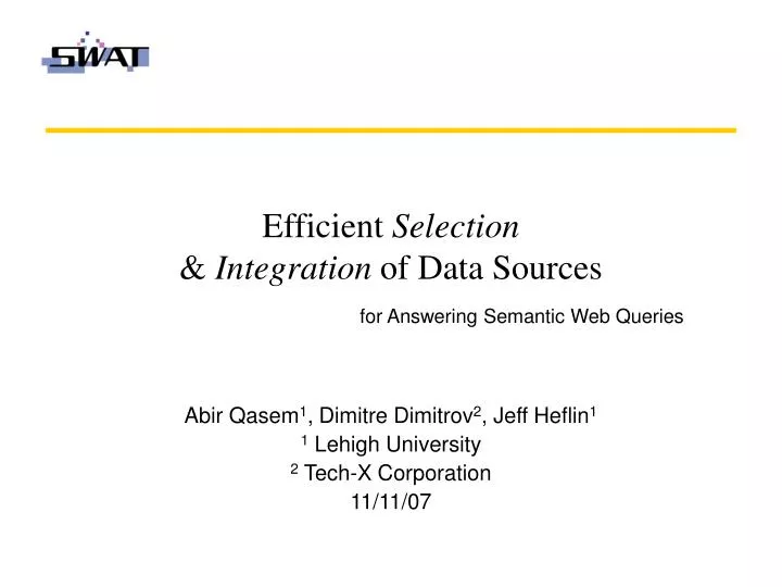 efficient selection integration of data sources