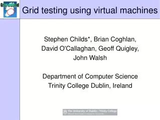 Grid testing using virtual machines