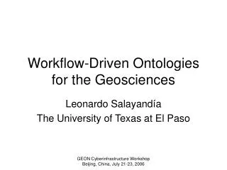 Workflow-Driven Ontologies for the Geosciences