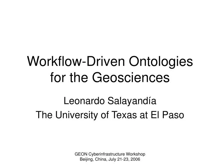 workflow driven ontologies for the geosciences