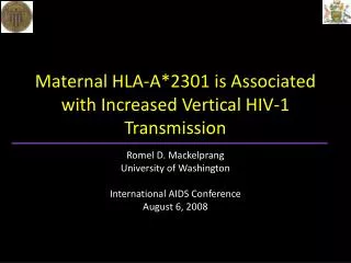 Maternal HLA-A*2301 is Associated with Increased Vertical HIV-1 Transmission