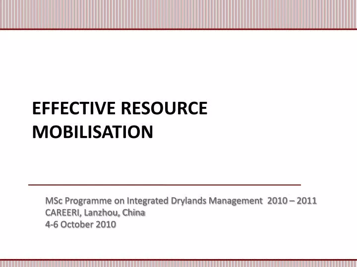 effective resource mobilisation