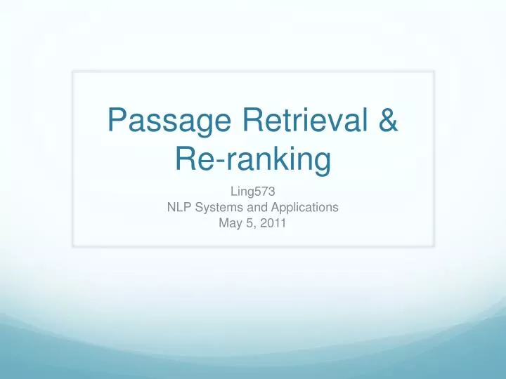 passage retrieval re ranking
