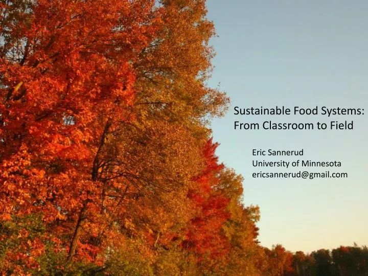sustainable food systems from classroom to field