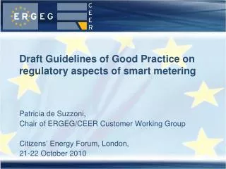 Draft Guidelines of Good Practice on regulatory aspects of smart metering