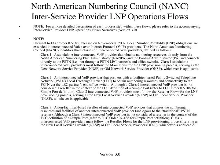 north american numbering council nanc inter service provider lnp operations flows