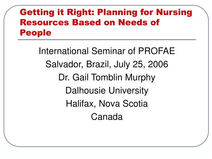 getting it right planning for nursing resources based on needs of people