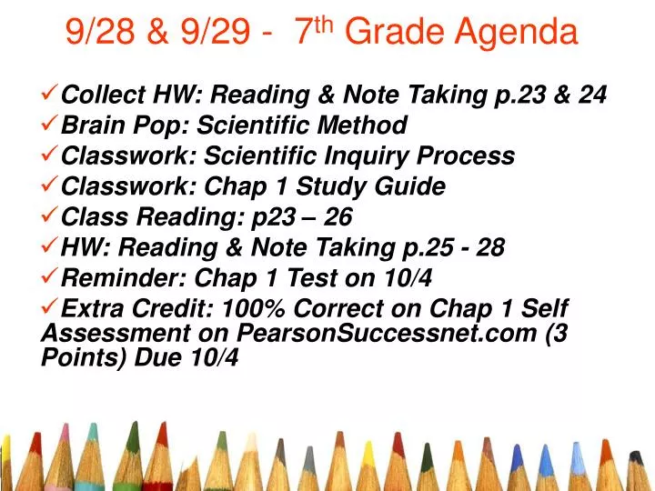 9 28 9 29 7 th grade agenda