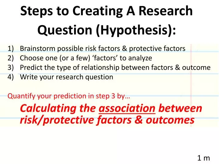 steps to creating a research question hypothesis