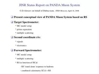 Present conceptual view of PANDA Muon System based on RS Target Spectrometer: