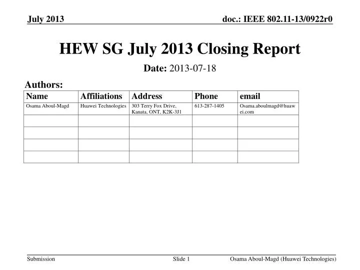 hew sg july 2013 closing report