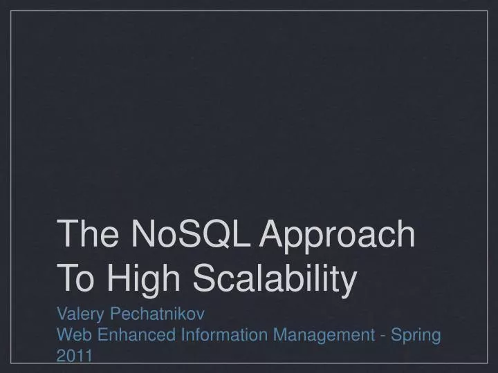 the nosql approach to high scalability
