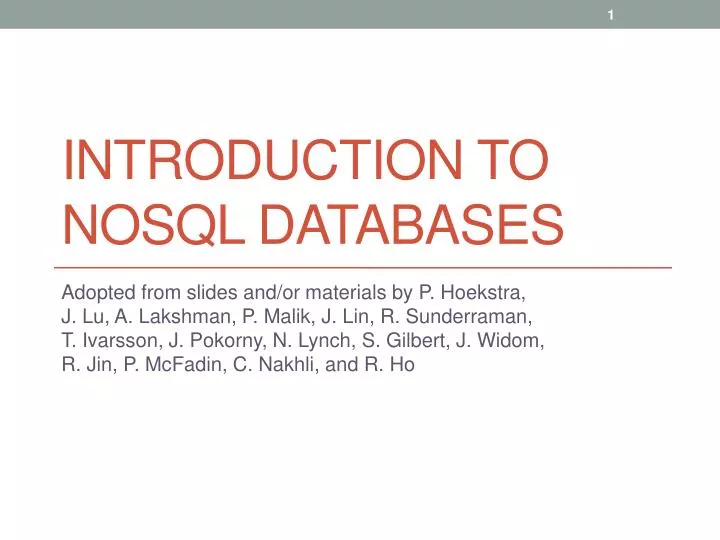 introduction to nosql databases