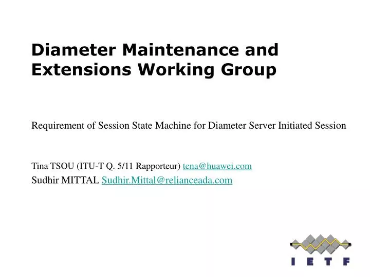 diameter maintenance and extensions working group
