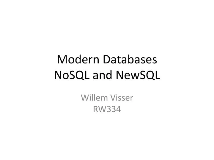 modern databases nosql and newsql
