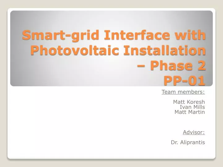 smart grid interface with photovoltaic installation phase 2 pp 01