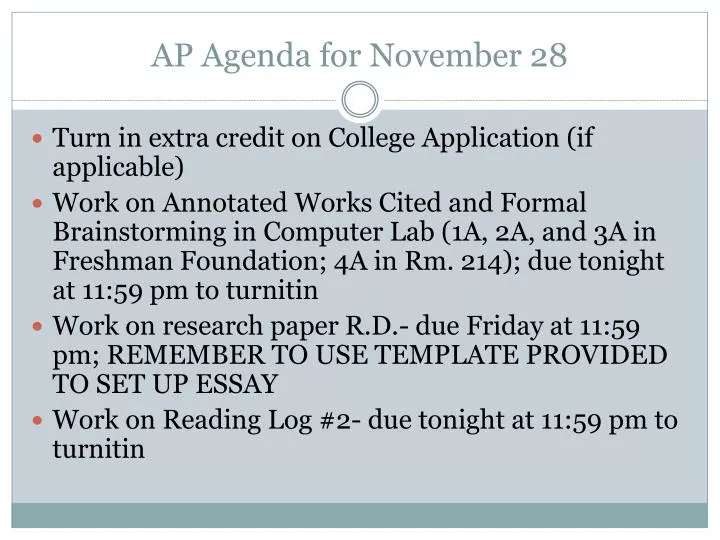 ap agenda for november 28