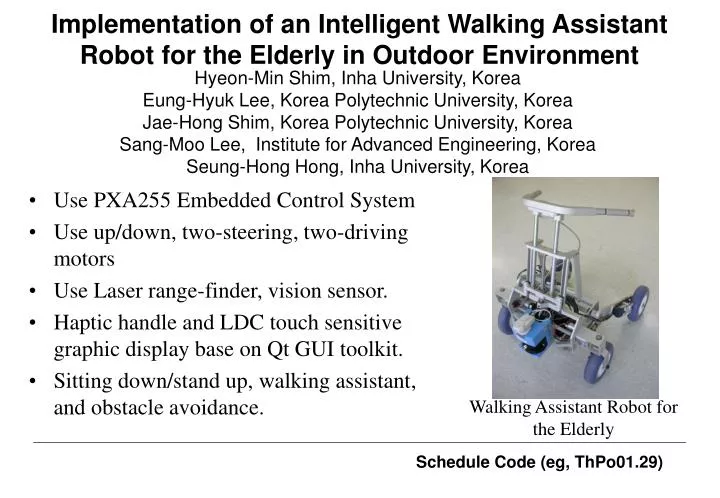 i mplementation of an intelligent walking assistant robot for the elderly in outdoor environment